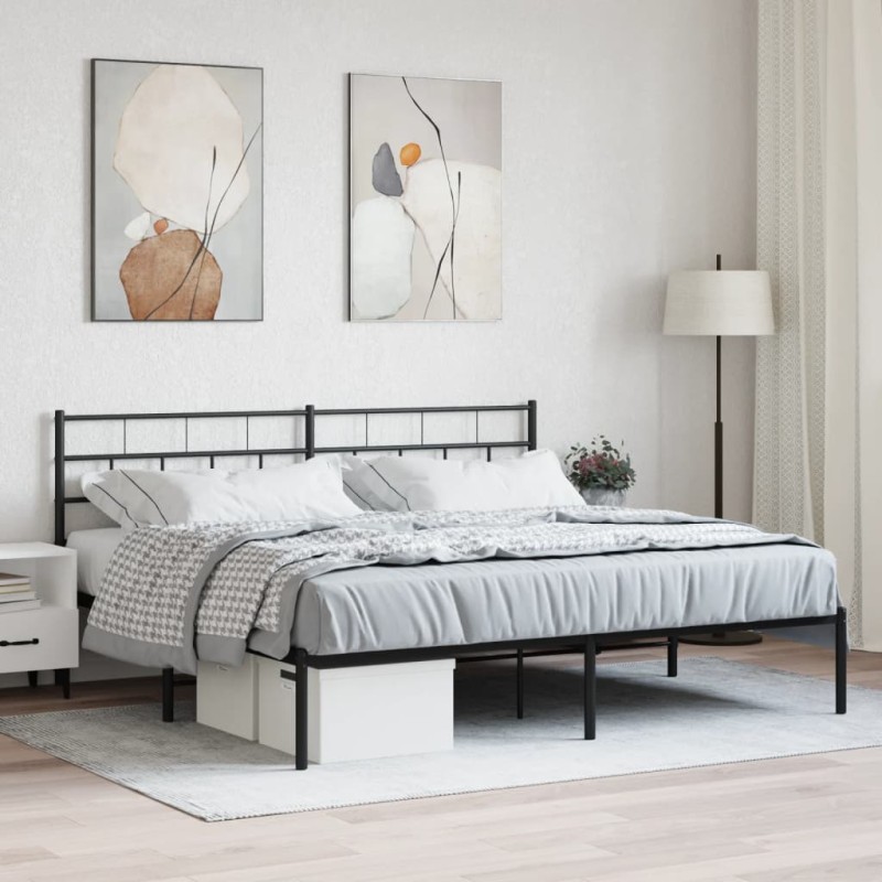 vidaXL Estructura de cama con cabecero metal negro 183x213 cm vidaXL Estructura de cama con cabecero metal negro 183x213 cm