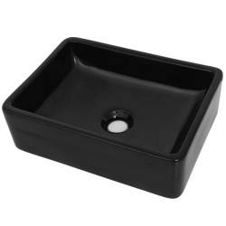 vidaXL Lavabo de cerámica rectangular negro 41x30x12 cm