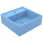 vidaXL Lavabo cuadrado rebosadero cerámica azul claro mate 41x41 cm vidaXL Lavabo cuadrado rebosadero cerámica azul claro mate 41x41 cm