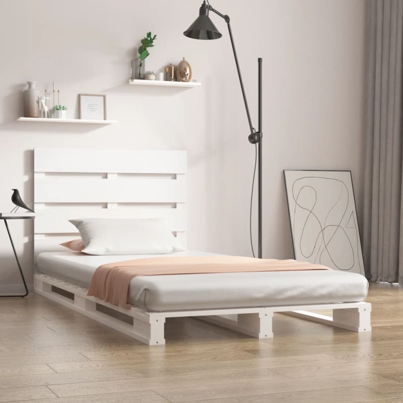vidaXL Estructura de cama madera maciza pino blanco 75x190 cm vidaXL Estructura de cama madera maciza pino blanco 75x190 cm