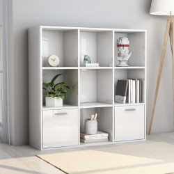 vidaXL Estantería madera contrachapada blanco brillante 98x30x98 cm
