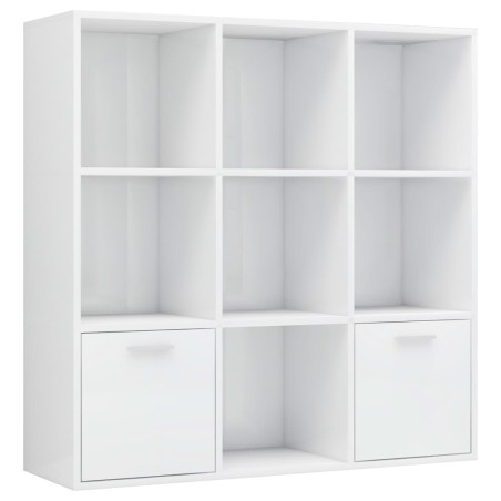 vidaXL Estantería madera contrachapada blanco brillante 98x30x98 cm