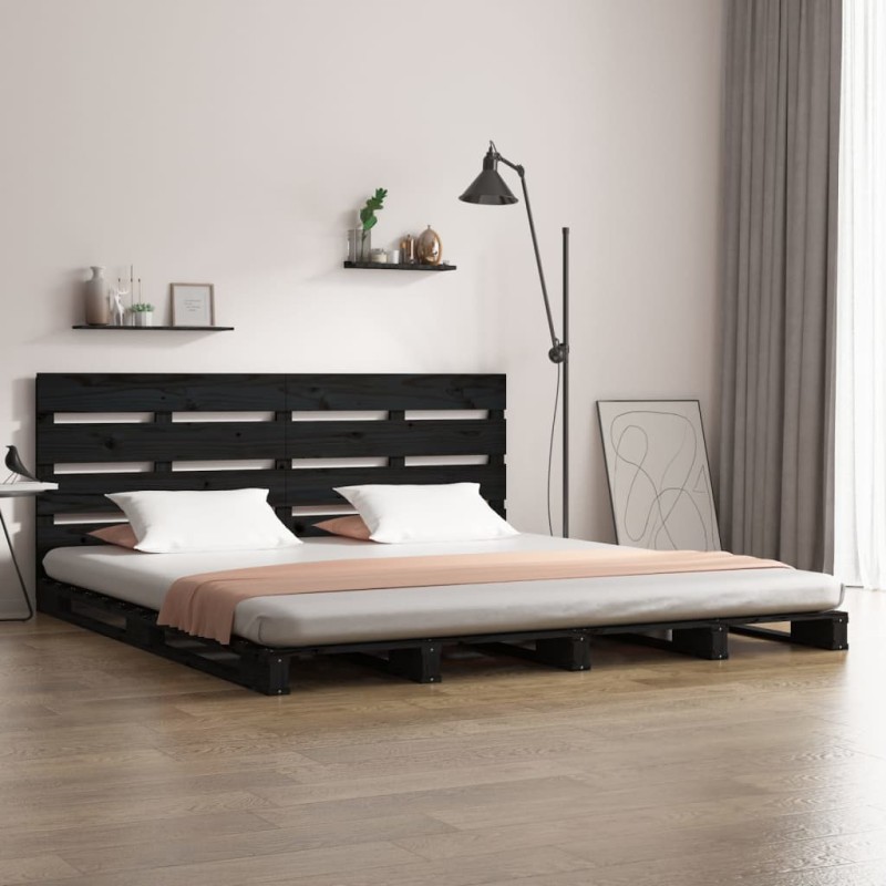 vidaXL Estructura de cama madera maciza de pino negro 135x190 cm vidaXL Estructura de cama madera maciza de pino negro 135x190 cm