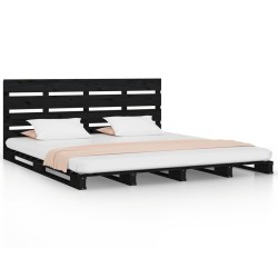 vidaXL Estructura de cama madera maciza de pino negro 135x190 cm