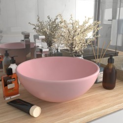 vidaXL Lavabo de lujo redondo cerámica rosa mate 32,5x14 cm
