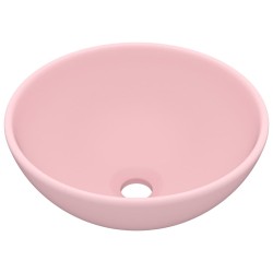 vidaXL Lavabo de lujo redondo cerámica rosa mate 32,5x14 cm