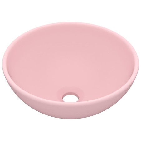 vidaXL Lavabo de lujo redondo cerámica rosa mate 32,5x14 cm