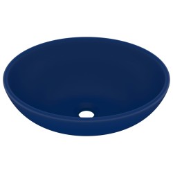 vidaXL Lavabo de lujo ovalado cerámica azul oscuro mate 40x33 cm 