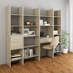 vidaXL Estantería librería 4 piezas madera de ingeniería roble Sonoma