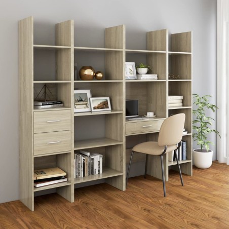 vidaXL Estantería librería 4 piezas madera de ingeniería roble Sonoma