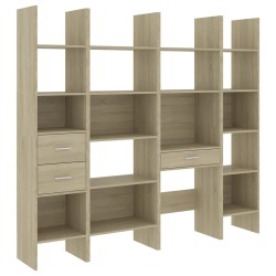 vidaXL Estantería librería 4 piezas madera de ingeniería roble Sonoma