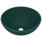 vidaXL Lavabo de lujo redondo cerámica verde oscuro mate 32,5x14 cm vidaXL Lavabo de lujo redondo cerámica verde oscuro mate 32,5x14 cm