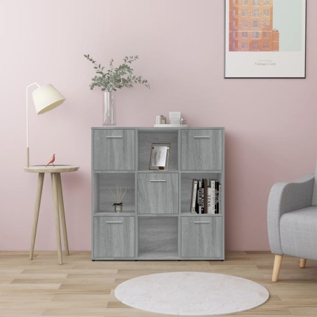 vidaXL Estantería madera contrachapada gris sonoma 90x30x90cm