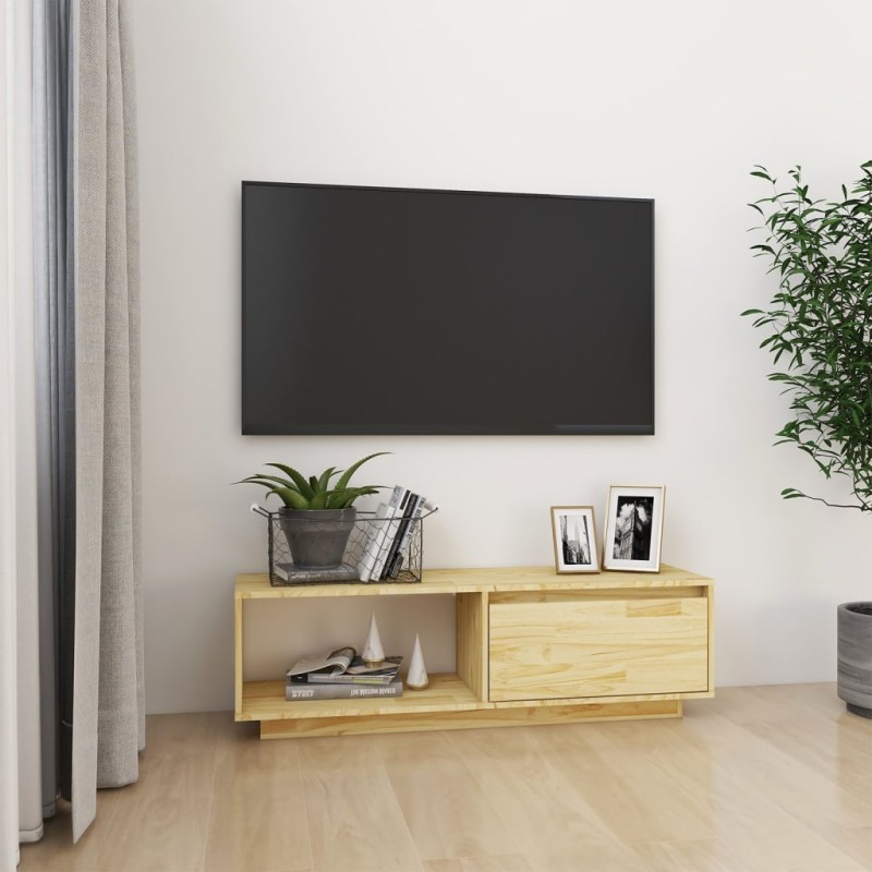 vidaXL Mueble de TV de madera maciza de pino 110x30x33,5 cm