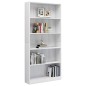 vidaXL Estantería de 5 niveles contrachapada blanco brillo 80x24x175cm vidaXL Estantería de 5 niveles contrachapada blanco brillo 80x24x175cm