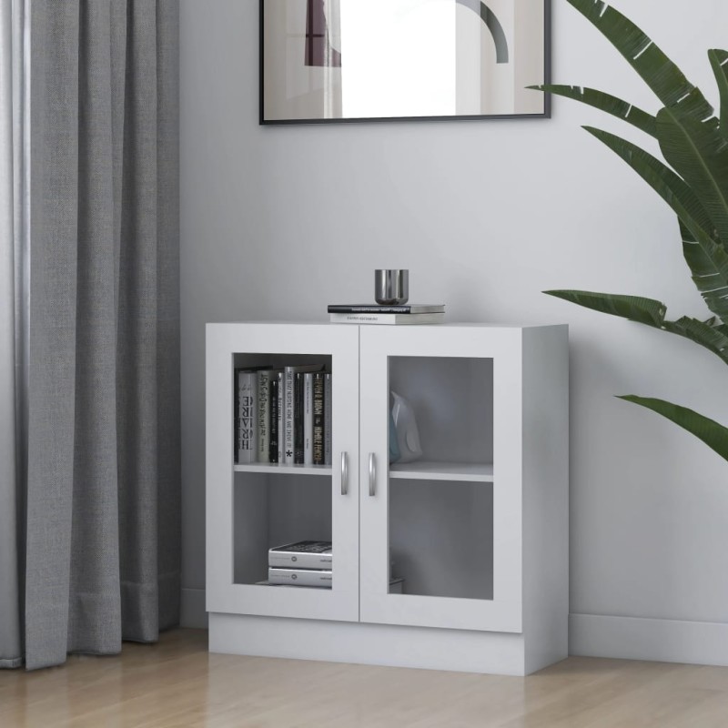 vidaXL Vitrina de madera contrachapada blanco 82,5x30,5x80 cm vidaXL Vitrina de madera contrachapada blanco 82,5x30,5x80 cm