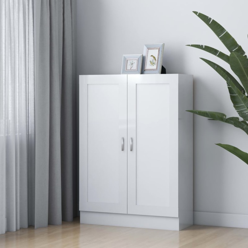 vidaXL Armario de libros contrachapada blanco brillo 82,5x30,5x115 cm vidaXL Armario de libros contrachapada blanco brillo 82,5x30,5x115 cm