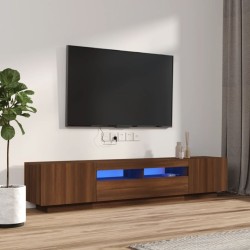 vidaXL Set muebles TV con LED 2 pzas madera contrachapada roble marrón