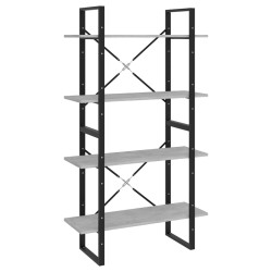 vidaXL Estantería de 4 niveles contrachapada gris hormigón 80x30x140cm