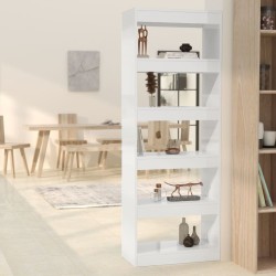 vidaXL Estantería/divisor madera ingeniería blanco brillo 60x30x166 cm