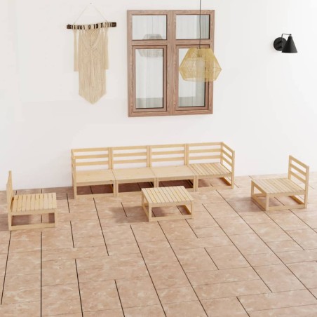 vidaXL Juego de muebles de jardín 7 piezas madera maciza de pino