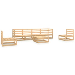 vidaXL Juego de muebles de jardín 7 piezas madera maciza de pino
