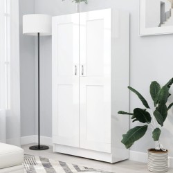 vidaXL Estantería madera contrachapada blanco brillo 82,5x30,5x150 cm