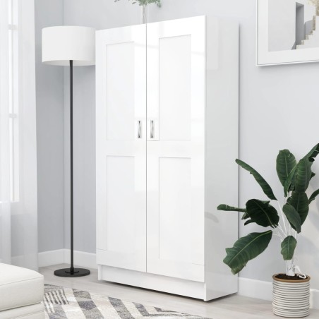 vidaXL Estantería madera contrachapada blanco brillo 82,5x30,5x150 cm