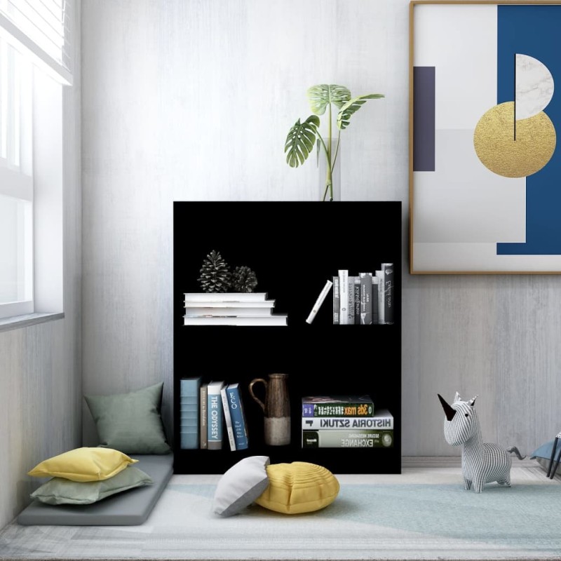 vidaXL Estantería de madera contrachapada negro 60x24x74,5 cm