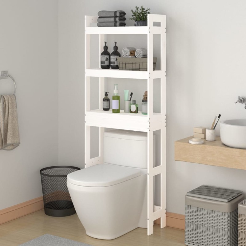 vidaXL Estante de baño madera maciza de pino blanco 63x26x171 cm vidaXL Estante de baño madera maciza de pino blanco 63x26x171 cm