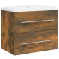 vidaXL Mueble de baño con lavabo madera contrachapada roble ahumado vidaXL Mueble de baño con lavabo madera contrachapada roble ahumado