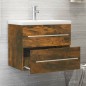 vidaXL Mueble de baño con lavabo madera contrachapada roble ahumado vidaXL Mueble de baño con lavabo madera contrachapada roble ahumado