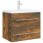 vidaXL Mueble de baño con lavabo madera contrachapada roble ahumado vidaXL Mueble de baño con lavabo madera contrachapada roble ahumado