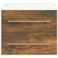 vidaXL Mueble de baño con lavabo madera contrachapada roble ahumado vidaXL Mueble de baño con lavabo madera contrachapada roble ahumado