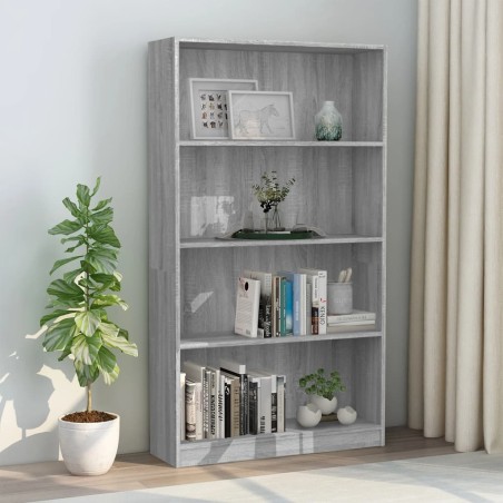 vidaXL Estantería de 4 niveles contrachapada gris Sonoma 80x24x142cm