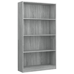 vidaXL Estantería de 4 niveles contrachapada gris Sonoma 80x24x142cm