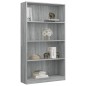 vidaXL Estantería de 4 niveles contrachapada gris Sonoma 80x24x142cm vidaXL Estantería de 4 niveles contrachapada gris Sonoma 80x24x142cm