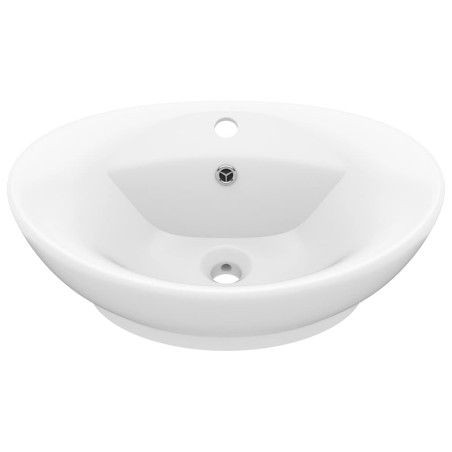 vidaXL Lavabo lujoso con rebosadero  cerámica blanco mate 58,5x39 cm