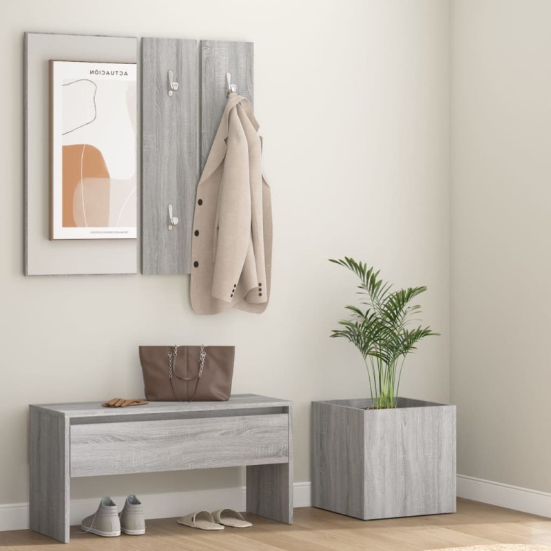 vidaXL Set de muebles de recibidor madera contrachapada gris Sonoma vidaXL Set de muebles de recibidor madera contrachapada gris Sonoma
