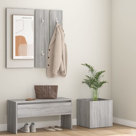 vidaXL Set de muebles de recibidor madera contrachapada gris Sonoma