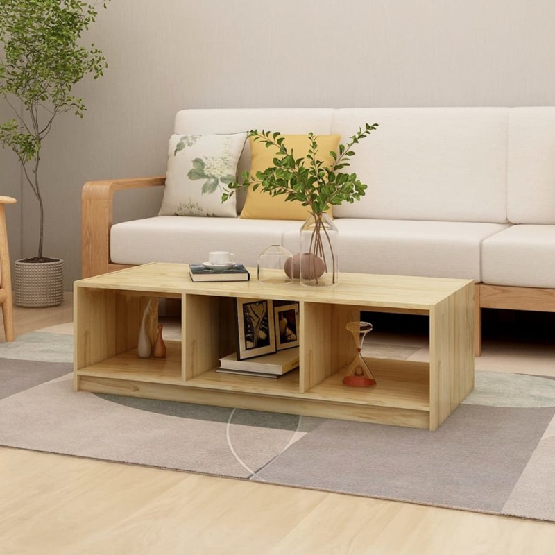 vidaXL Mesa de centro de madera maciza de pino 110x50x34 cm vidaXL Mesa de centro de madera maciza de pino 110x50x34 cm
