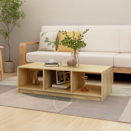 vidaXL Mesa de centro de madera maciza de pino 110x50x34 cm