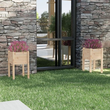 vidaXL Jardineras 2 uds madera maciza de pino 40x40x70 cm