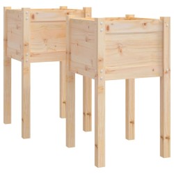 vidaXL Jardineras 2 uds madera maciza de pino 40x40x70 cm