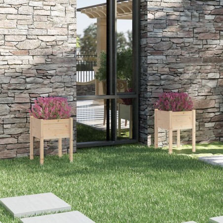 vidaXL Jardineras 2 uds madera maciza de pino 50x50x70 cm