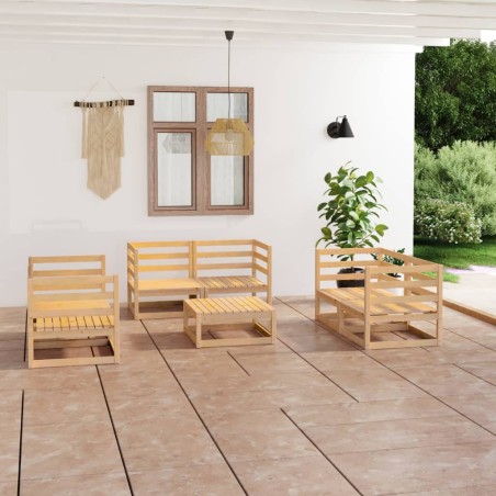 vidaXL Juego de muebles de jardín 7 piezas madera maciza de pino