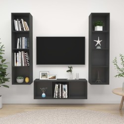 vidaXL Juego de muebles de salón 3 piezas madera de ingeniería gris