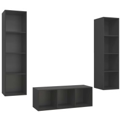 vidaXL Juego de muebles de salón 3 piezas madera de ingeniería gris