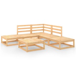 vidaXL Juego de muebles de jardín 6 piezas madera maciza de pino