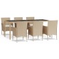 vidaXL Set comedor de jardín 7 pzas con cojines ratán sintético beige